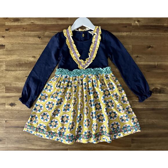 NEW Matilda Jane Once Upon A Time Country Damsel Navy Blue Yellow Floral Dress 6 - Picture 2 of 7